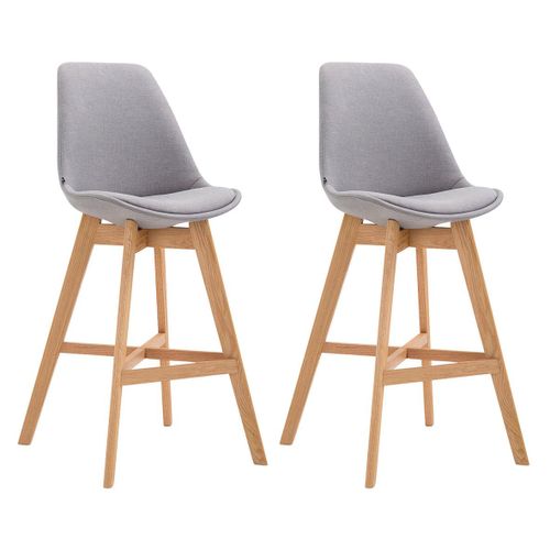 Lot De 2 Tabouret De Bar Chaise Haute Design Moderne En Tissu Gris Clair 10_0001301