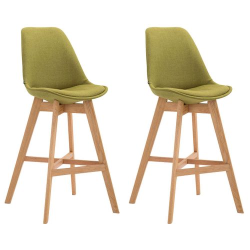 Lot De 2 Tabouret De Bar Chaise Haute Design Moderne En Tissu Vert 10_0001298