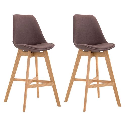 Lot De 2 Tabouret De Bar Chaise Haute Design Moderne En Tissu Marron 10_0001300