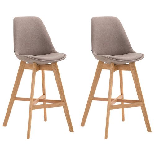 Lot De 2 Tabouret De Bar Chaise Haute Design Moderne En Tissu Taupe 10_0001297