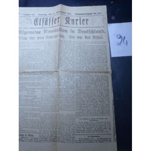 Feuille Du Journal Elsasser Kurier Du 10 Novembre 1918 Annoncant Une Revolution Generale En Allemagne
