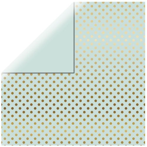 Papier Scrapbooking "Gofoil Dots", Vert Menthe, 30,5x30,5cm, 180g / M² - Lot De 15 Feuilles