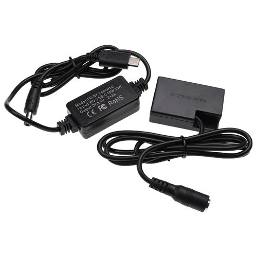 vhbw Alimentation USB compatible avec Canon EOS M6, M5, M6 Mark II appareil photo, caméra vidéo - Coupleur DC (remplacement pour Canon DR-E18) 2m
