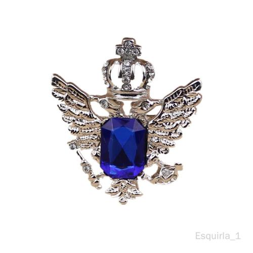 Broche D'épingle De Collier De Couronne De Cristal 'hommes Pour Des Accessoires De Costume De T-Shirt Argent + Bleu