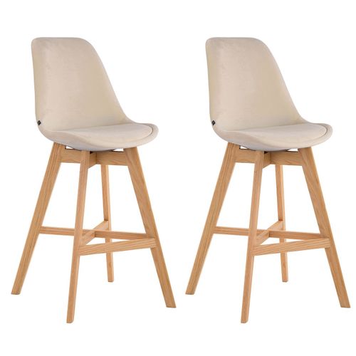 Lot De 2 Tabourets De Bar Chaise Haute Design Moderne En Velours Crème Tdb10356