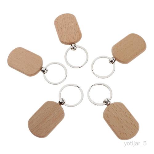 5pcs Porte-Clés Personnalisé en Bois 7 Formes pour Diy Bricolage