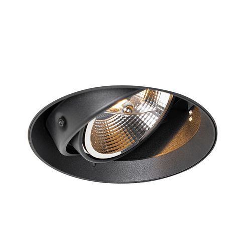 Qazqa Moderne Moderne Inbouwspot Zwart Gu10 Ar111 Rond Trimless - Oneon Aluminium Noir Rond / Luminaire / Lumiere / Éclairage / Intérieur / Salon / Cuisine Gu10 Max. 1 X 50 Watt