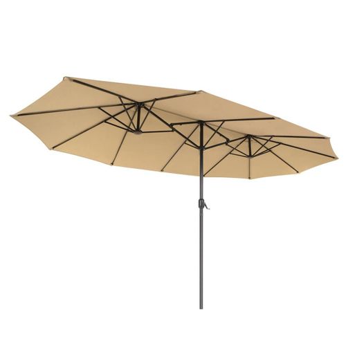 Parasol Double 460 X 270 Cm Ombrelle Extra Large Pour Terrasse Protection Upf 50+ Avec Manivelle Pour Jardin Extérieur Piscine Plage Sans Socle Taupe Helloshop26 12_0001788