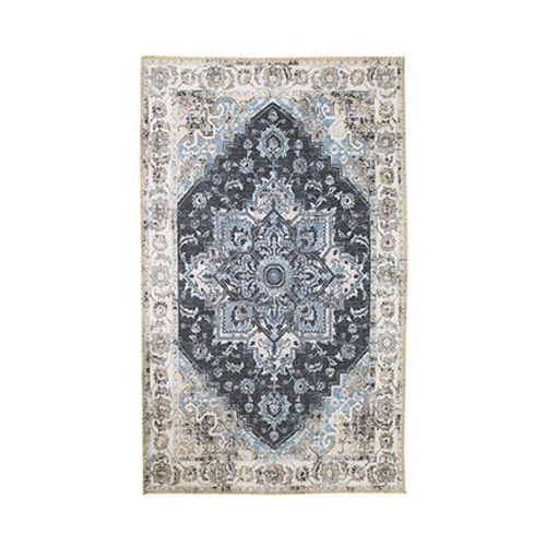 Tapis Vintage 200x300 Cm En Polyester Bleu Et Beige - Faguo
