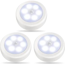 Magnétique Lampe Spot LED Autocollant Sans Fil à Piles Détecteur de movement PIR Applique Murale Intérieur 0.3 W Veuilleuse LED Placard Cuisine Blanche Chaude 