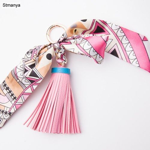 Porte-Clés Avec Pompon En Cuir Souple K1690, Joli, N¿Ud Papillon, Écharpe, Pendentif De Sac, Accessoires De Charme, Nouveau, À La Mode, Pour Voiture