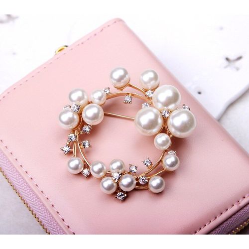Mode Haute Qualité En Alliage Rond Nouvelle Perle Strass Broche Femmes Élégant Vêtements Châle Écharpe Boucle Broches Bijoux H1051
