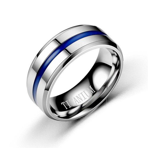 Bague Simple En Titane Pour Couple, Bijou En Acier Inoxydable Bleu, Goutte D'huile, Cadeau De Fête, Nouvelle Collection