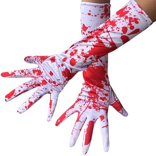 Gants De Sang D'halloween Pour Costumes De Cosplay, 1 Paire, Longs Gants, Fournitures De Fête À Thème D'horreur Et De Fantôme De Sang, Mitaines D'halloween