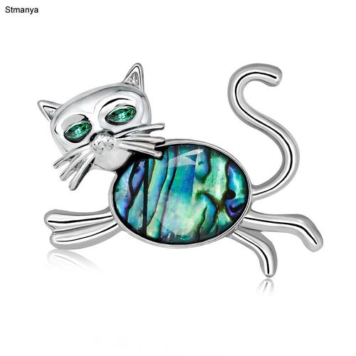 Broches En Émail Pour Femmes, Motif Coquille Naturelle, Chat, Animal, Bouquets De Mariage, Couleur Argent, Épingles À Revers Et Broche, Bijoux Cadeau, 1301