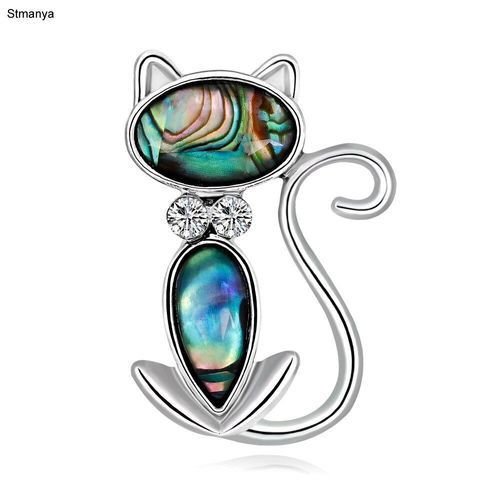 Broches En Alliage Naturel Pour Femmes, Jolie Broche Chat Noir, Petit Animal, ¿Il Vert, Chat, H1280