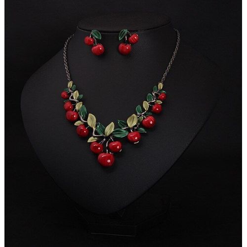 Ensemble De Colliers De Soirée Pour Femmes, Nouvelle Collection, Mode, Mignon, Rétro, Meilleur Cadeau, Couleur Rouge Cerise