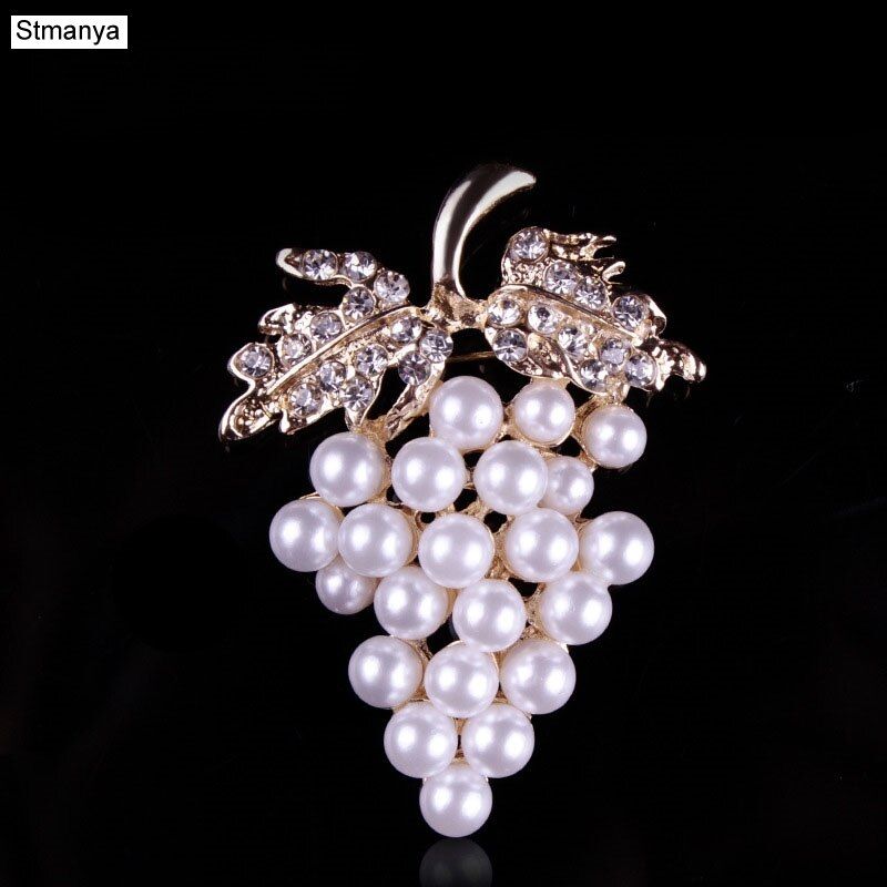 Broche En Cristal De Raisin, Perle Incrustée Sauvage, Accessoires Bijoux De Mariage H1007