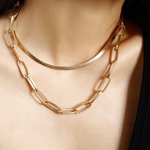 Collier Géométrique Court Pour Femme, Article De Décoration, Simple, Double Os De Serpent, Chaîne Croisée, Cadeau De Fête, Bijoux, Nouvelle Collection