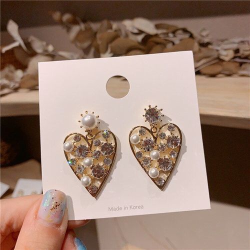 Boucles D'oreilles Imitation Perle Cristal, Amour, Rouge, Mode, Tempérament Sauvage, Fête, Cadeaux Pour Dames, Nouvelle Collection