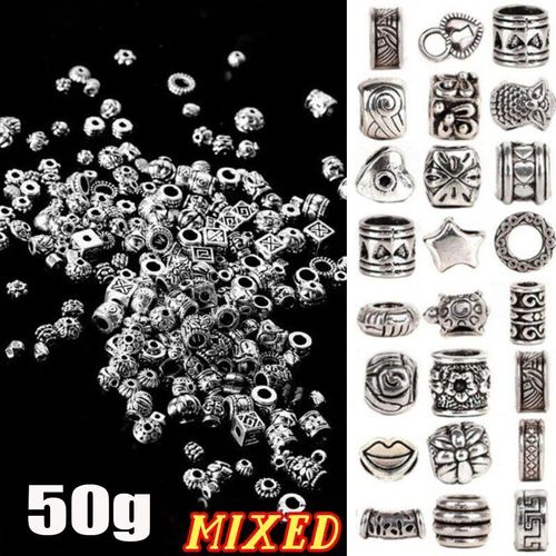 Perles D'espacement En Métal Argenté Tibétain Pour La Fabrication De Bijoux, Vente En Gros, 50 G/Sac, Pour Bracelet