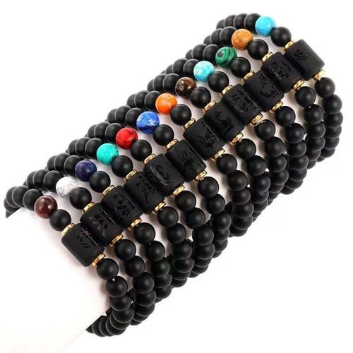 Bracelet À Perles En Pierre Naturelle Noire Givrée Du Zodiaque, Accessoires Classiques, Nouvelle Mode, Br1103