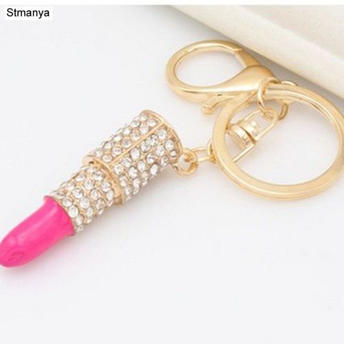 Porte-Clés En Cristal Strass Rose, Pendentif De Voiture, Couleur Or, Cadeau Pour Femme, 17205