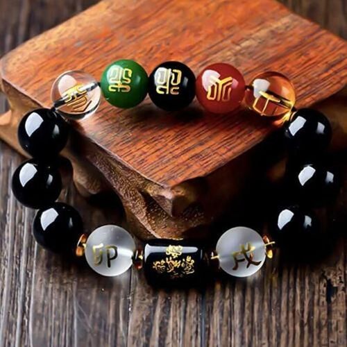 Bracelet Feng Shui En Obsidienne, Cinq Éléments De Richesse, De Fortune, De Chance, Pour Attirer Les Cadeaux, Pour Femmes Et Hommes