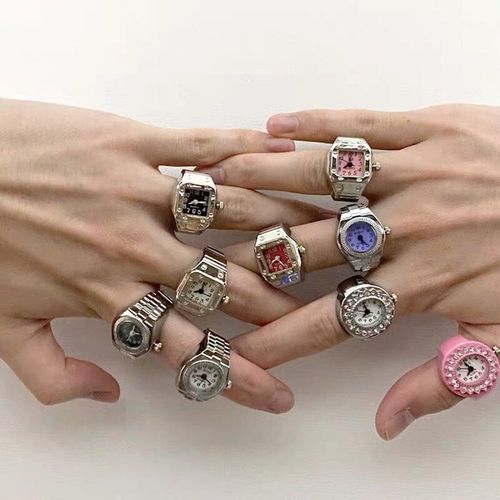 Bagues Punk Vintage En Acier Élastique, Montre À Quartz En Acier Inoxydable, Coque En Argent, Pour Femmes, Hommes, Accessoires De Couple