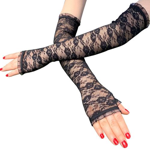 Gants Longs Demi-Doigt En Dentelle, Manchons De Protection Solaire D'été Pour Femmes, Gants De Conduite Et D'équitation, Protection Uv, Protection Contre Les Fuites De Parasol