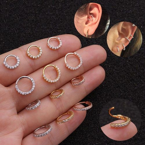 Piercing Pour Le Nez Et Le Cartilage, Anneau Mince, Helix, Cuivre, Zircon, Pierre, Anneau De Tragus, Bijoux, 1 Pièce, 6/8/10mm