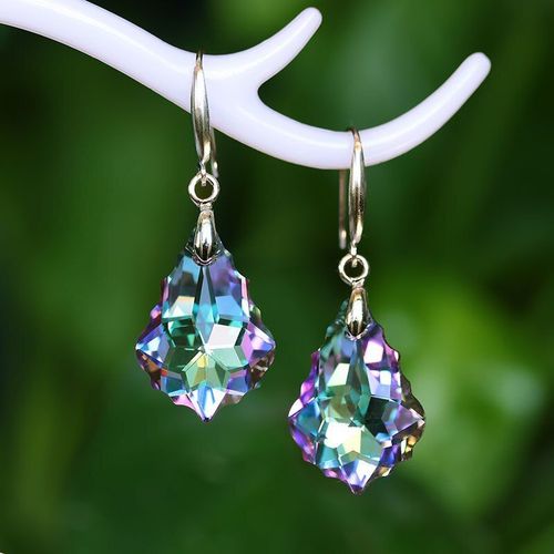 Boucles D'oreilles Arc-En-Ciel Pour Femmes, Goutte D'eau, Boho, Couleur Argent, Broches En Pierre De Zircon, Cristal, Longues Boucles Pendantes Pour Filles