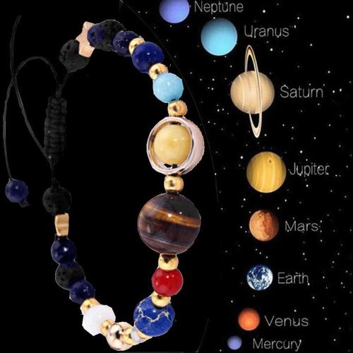 Bracelet Tissé En Pierre Naturelle, Système Solaire De L'univers, Huit Planètes, Cadeau Pour Les Meilleurs Amis, 2022