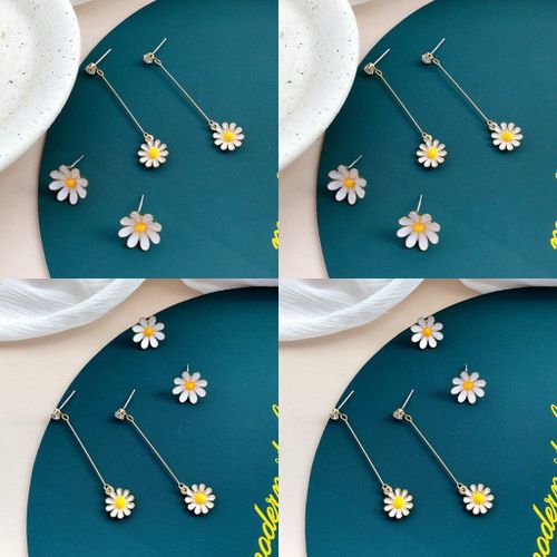 Boucles D'oreilles En Fleur De Soleil Jaune Marguerite Coréenne, 1 Paire, Bijoux Pour Fille Douce, Goutte D'eau, Plante Tendance D'été, Bijoux Pour Filles