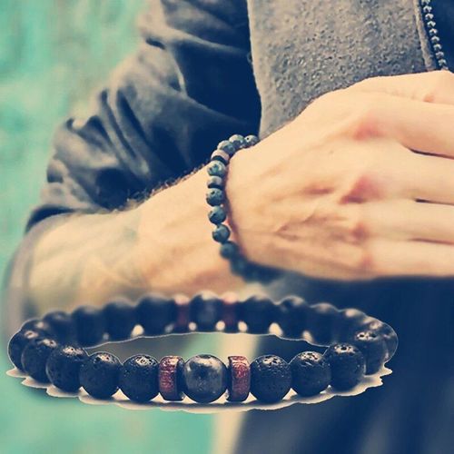Bracelet En Pierre Volcanique Pour Homme Et Femme, En Bois De Lave, 8mm, Perles, Bouddha Tibétain, Chaîne De Poignet, Bijoux, Cadeau, Aaa