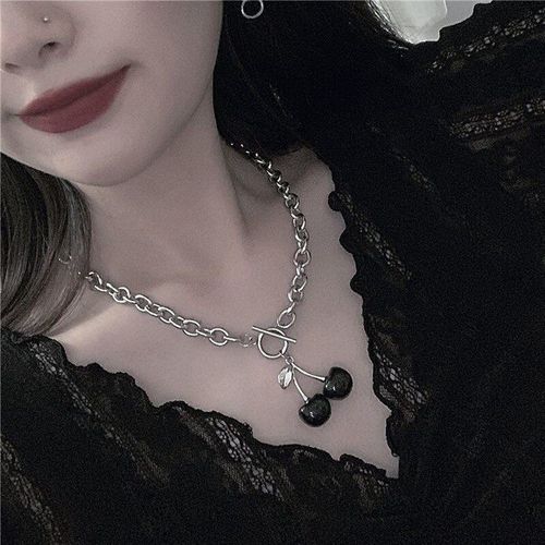 Colliers Gothiques En Métal De Couleur Cerise Noire Pour Femmes Et Filles, Ras Du Cou, Pendentif, Bijoux De Fête, Cadeaux