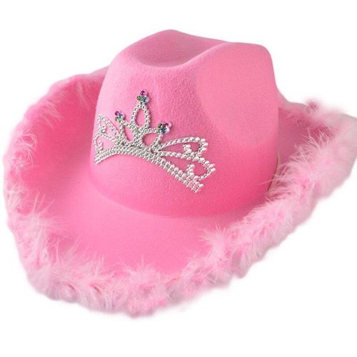 Chapeaux De Cowboy Rose Diadème Style Occidental Pour Femmes, Casquettes Fedora Roulées, Bord De Plume, Chapeau De Cowboy De Plage À Paillettes, Casquette De Fête Occidentale