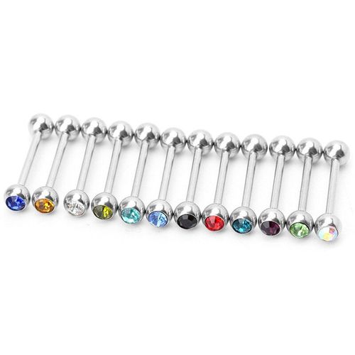 12 Pièces De Piercing De Langue Multicolore En Acier Bijoux D'haltère