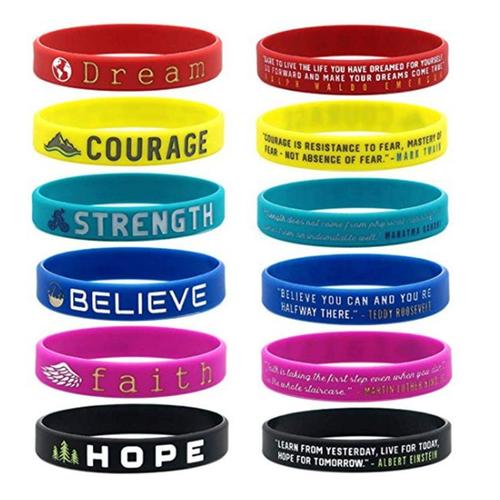 Bracelets En Caoutchouc De Silicone, Pour Motivation, Inspiration, Rêve, Courage, Force, Foi, Espoir, Cadeau