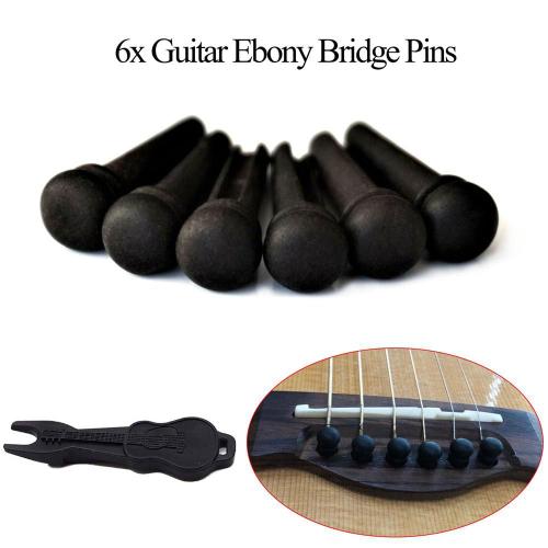 Épingle À Clous Pour Guitare Acoustique, 6 Pièces/Ensemble, Pont En Ébène + Extracteur De Broches, Accessoires De Guitare, Instrument De Musique À Cordes