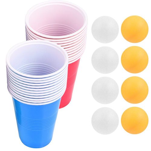 Ensemble De Gobelets En Plastique Jetables 32 Pièces, 1 Lot De Gobelets À Bière Pong, Kit De Jeu, Balles De Tennis, Gobelets De Jeux De Société, Fournitures De Fête Pour Ktv Bar Pub