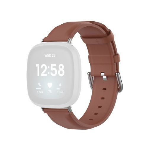 Pour Fitbit Versa 3 / Fitbit Sense Bracelet En Cuir À Queue Ronde - Marron