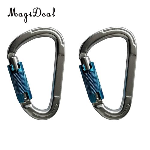 Mousqueton D'escalade En Aluminium 25kn, Boucle De Porte Robuste En Forme De D, Verrouillage À Vis Pour Hamac De Yoga, 2 Pièces