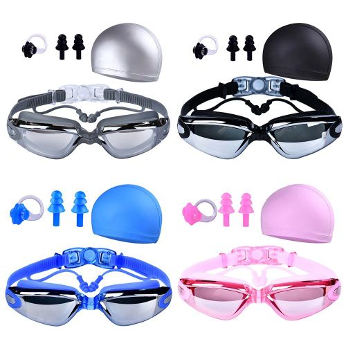 Lunettes De Natation Hd En Silicone Souple À Mémoire 3d, Anti-Buée, Anti-Fuite, Bouchon D'oreille, Kits De Pince-Nez