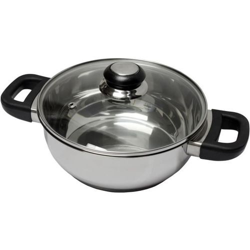 Baumalu 331974 Faitout 24 Cm Inox + Couvercle Verre Saphir Bakelite