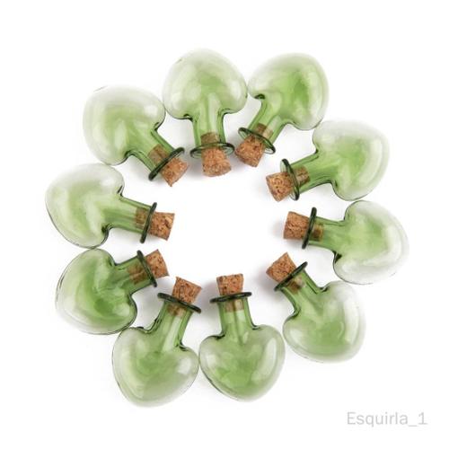 Generic 10pcs Mini Bocaux En Verre En Forme De C¿Ur Flacons À Souhaits Avec Bouchons En Liège Vert Coeur Vert