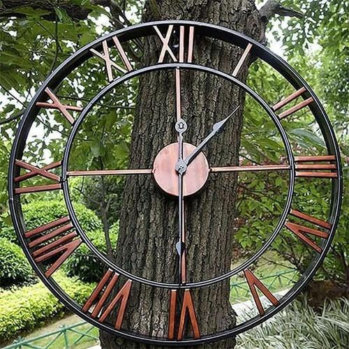 Horloge de jardin Horloge murale de jardin extérieure Grande horloge de jardin à chiffres romains Horloge extérieure en fer Horloge extérieure, 40 cm/16 pouces