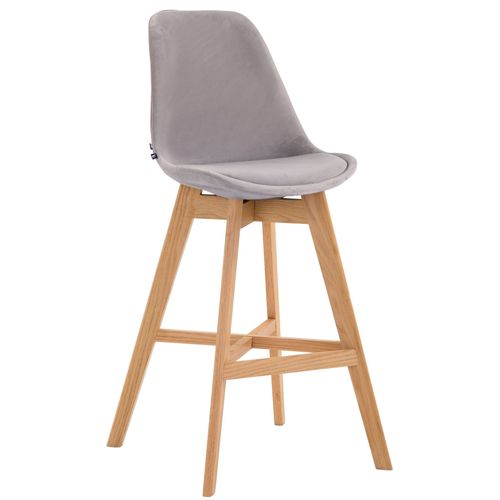 Tabouret De Bar Chaise Haute Design Scandinave Moderne En Velours Gris 10_0000931