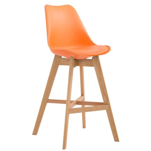 Tabouret De Bar Style Scandinave Avec Repose-Pieds En Bois Assises En Plastique Et Synthétique Orange 10_0000933