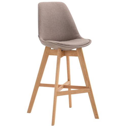 Tabouret De Bar Chaise Haute Design Scandinave Moderne En Tissu Taupe 10_0000927